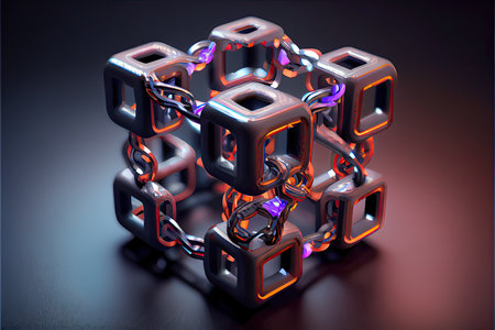 Block chain concept Chain of network connectionsの素材