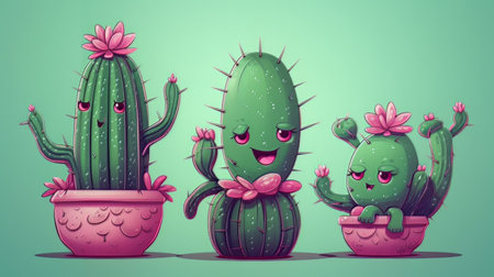 illustration cartoon cactusの素材