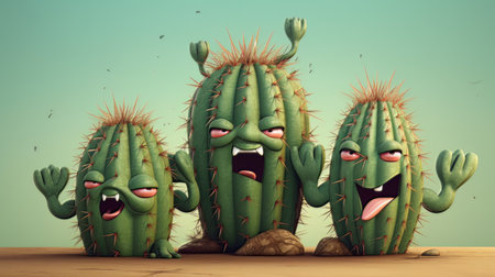 illustration cartoon cactusの素材