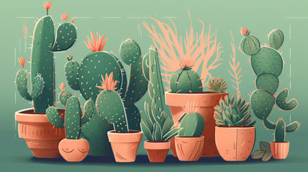 illustration cartoon cactusの素材