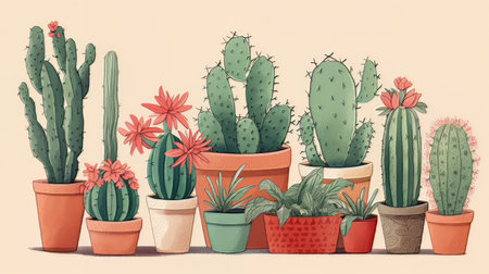 illustration cartoon cactusの素材