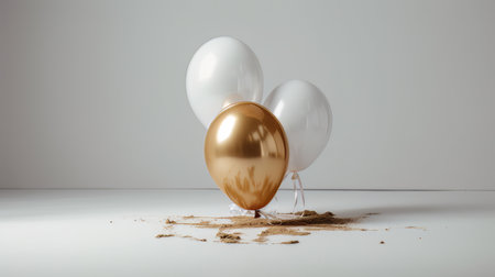 White and gold balloon on white background AI Generateの素材