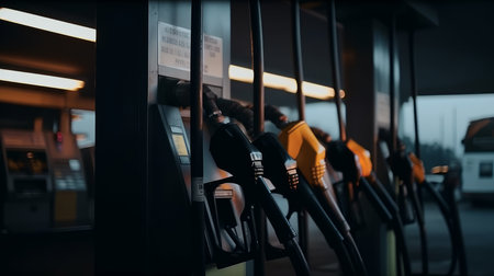 close up pump nozzle at gas station Generative AIの素材