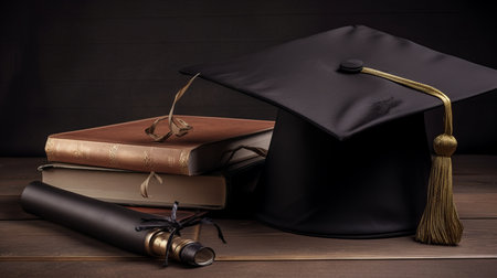 mortar board and a graduation diploma graduation learning Generative AIの素材