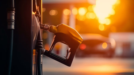 close up pump nozzle at gas station Generative AIの素材