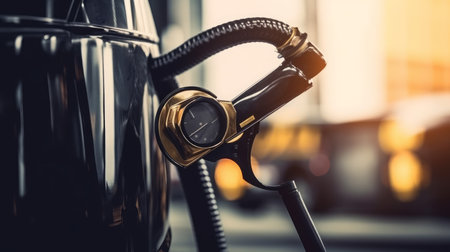 close up pump nozzle at gas station Generative AIの素材