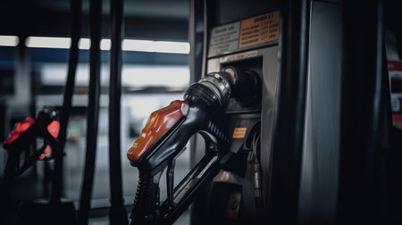 close up pump nozzle at gas station Generative AIの素材
