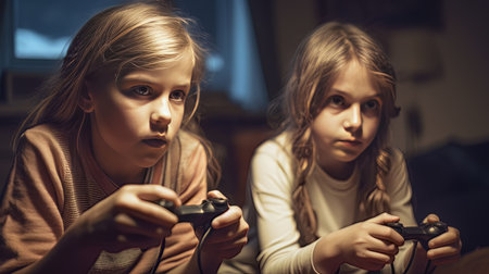 young gamer sat at a desk playing a video game Generative AIの素材