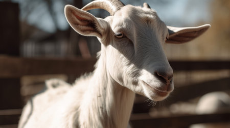 Goat at the farm on a sunny day Generative AIの素材