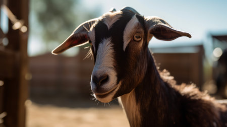 Goat at the farm on a sunny day Generative AIの素材