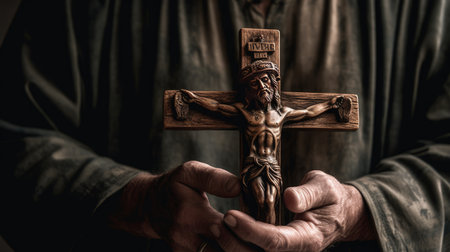 still life of crucifix held in hand Eid al Adha the Feast of Sacrifice Generative AIの素材