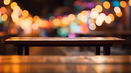 Empty Wooden table blurred background Generative AIの素材