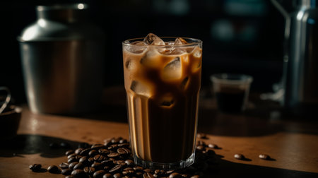 Cups Cappuccino on a Wooden Surface Background Generative AIの素材