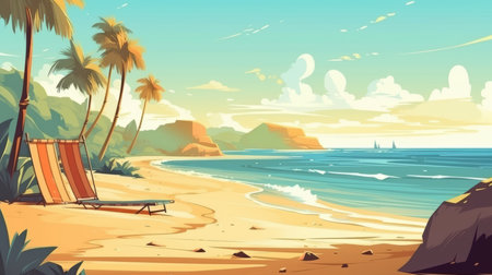 Summer in The Beach Landcape Background Generative AIの素材