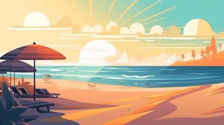 Summer in The Beach Landcape Background Generative AIの素材