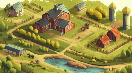 Greenhouse growing vegetables, fruits, flowers Generative AIの素材