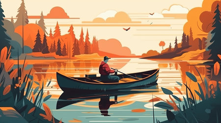 People are fishing for subsistence, villagers, cooking, trading, sports Generative AIの素材