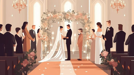 wedding ceremony with newlywed couple Generative AIの素材