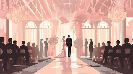 wedding ceremony with newlywed couple Generative AIの素材