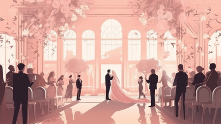 wedding ceremony with newlywed couple Generative AIの素材