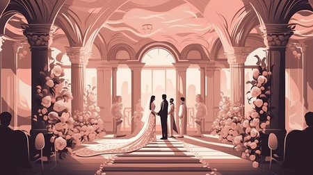 wedding ceremony with newlywed couple Generative AIの素材