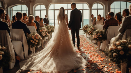 wedding ceremony with newlywed couple Generative AIの素材