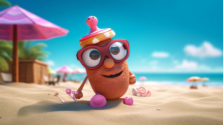 Summer the hottest season Sea vector illustration White background scene Generative AIの素材