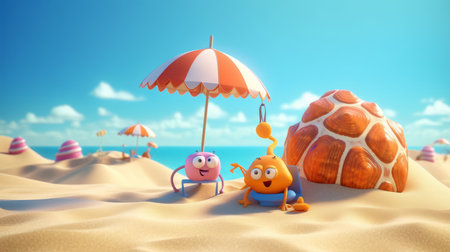 Summer the hottest season Sea vector illustration White background scene Generative AIの素材