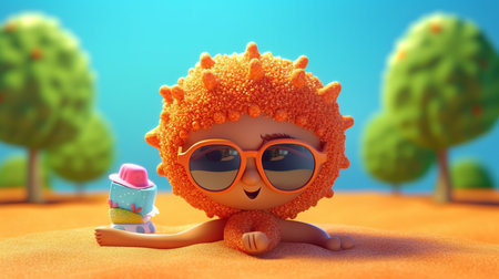 Summer the hottest season Sea vector illustration White background scene Generative AIの素材