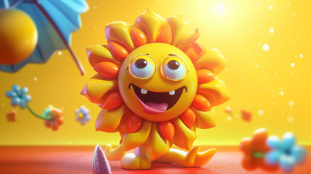 Sun 3D cartoon Summer Generative AIの素材