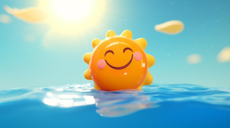 Sun 3D cartoon Summer Generative AIの素材