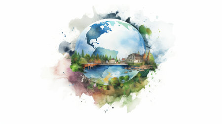 world environment day june 5 watercolor style Generative AIの素材