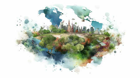 world environment day june 5 watercolor style Generative AIの素材