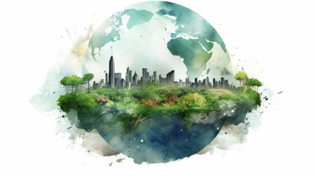 world environment day june 5 watercolor style Generative AIの素材