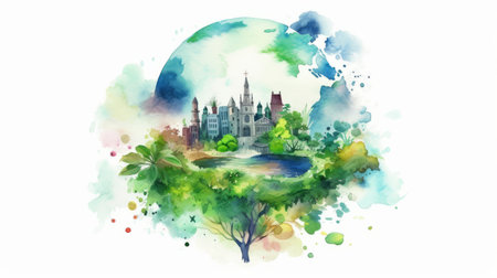 world environment day june 5 watercolor style Generative AIの素材