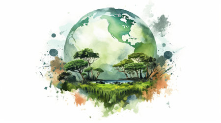 world environment day june 5 watercolor style Generative AIの素材