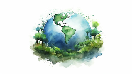 world environment day june 5 watercolor style Generative AIの素材