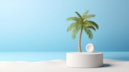 podium stage mockup for product display decorated Summer the hottest season Generative AIの素材