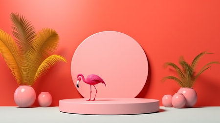 podium stage mockup for product display decorated Summer the hottest season Generative AIの素材