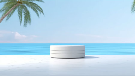 podium stage mockup for product display decorated Summer the hottest season Generative AIの素材