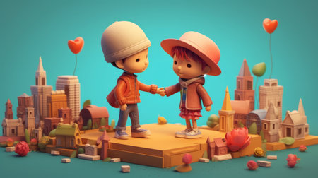 international day of friendship cartoon 3d july 30th Generative AIの素材