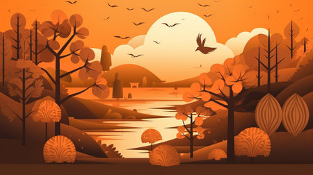Autumn season September 22 to December 21 Generative AIの素材