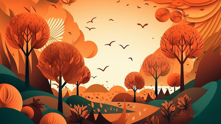 Autumn season September 22 to December 21 Generative AIの素材