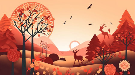 Autumn season September 22 to December 21 Generative AIの素材