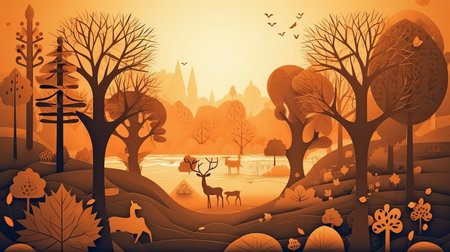 Autumn season September 22 to December 21 Generative AIの素材