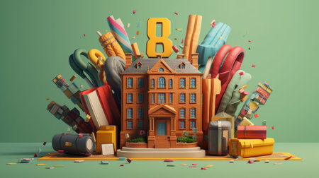 Back to School celebrating a new school year 1th Augustの素材