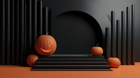 Podium and minimal abstract background for Halloween 31th octoberの素材