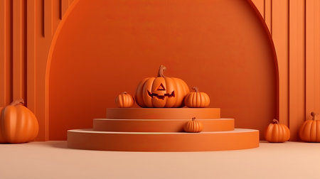 Podium and minimal abstract background for Halloween 31th octoberの素材