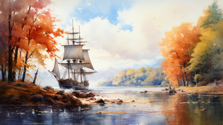 Columbus Day Celebrate the anniversary of Christopher Columbus's arrival in America October 14 Generative AIの素材