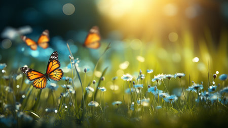 Sunny summer nature backgroundの素材